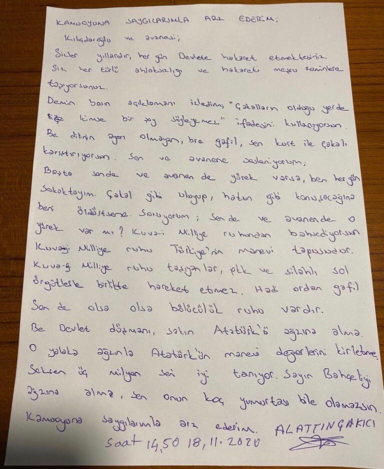 Alaattin Çakıcı'dan Kılıçdaroğlu'na Yeni Mektup